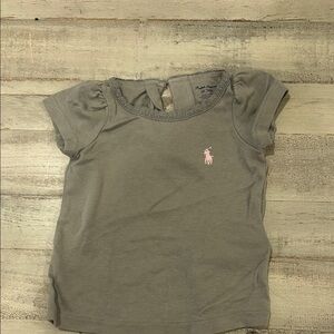 Ralph Lauren Gray Tee with Pink Emblem